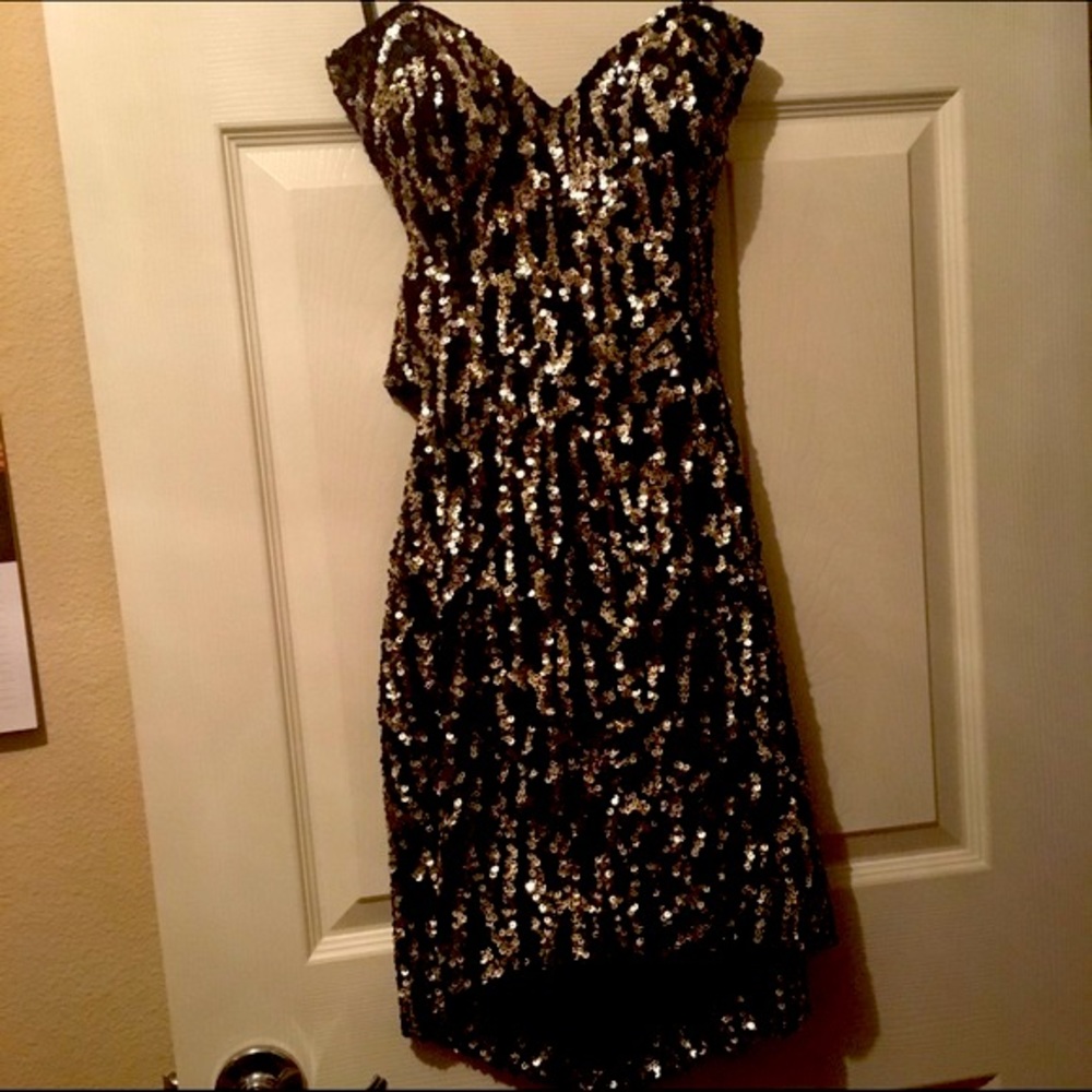 Scala Black and Gold Sequin Dress